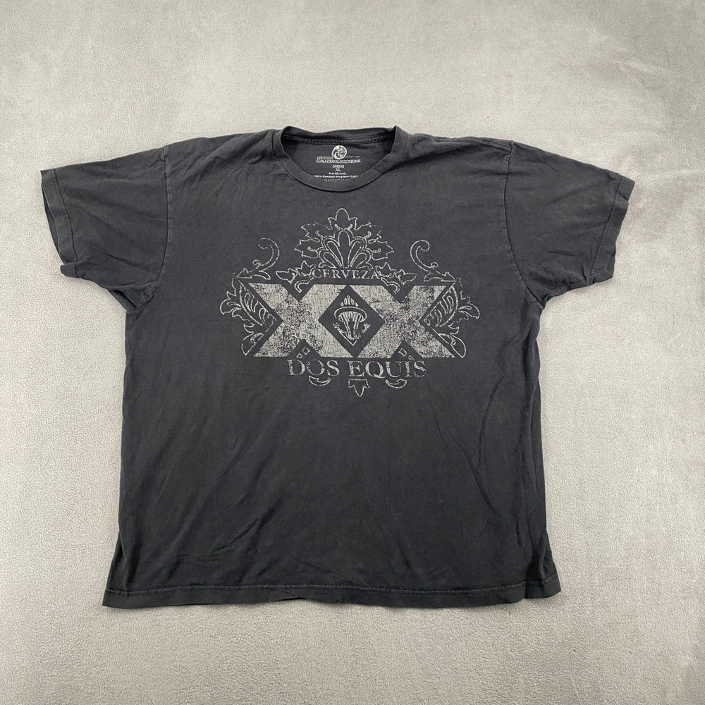Dos Equis Cerveza Mens XL Graphic T-Shirt Black Cotton XX Beer Logo Tee 9267